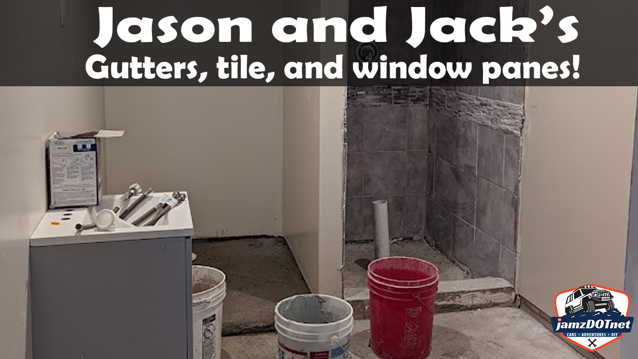 Building progress – tile, gutters, and window panes!