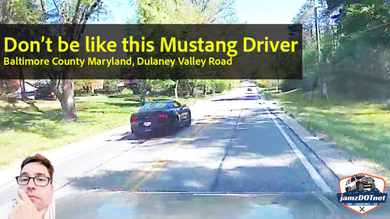 Dulaney Valley Road, Baltimore County Maryland – Don’t be like this Ford Mustang driver …