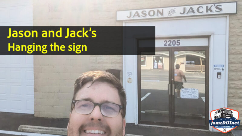 Jason and Jack’s – hanging the sign at the building