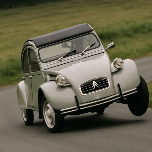 The Citroën 2CV's soft suspension was deliberately tuned so softly that the car's body could roll up to 45 degrees&hellip;